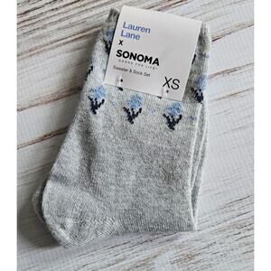 Lauren Lane x Sonoma Gray Floral Socks new